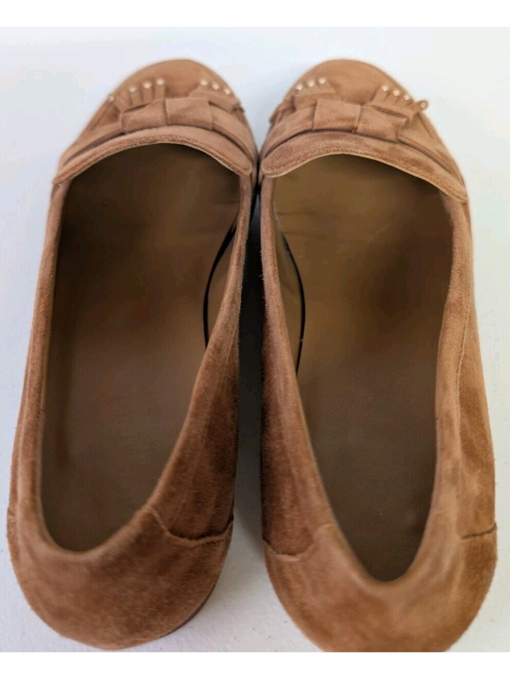 Kate Spade New York Berkeley Tassel Loafers Brown Suede & Gold-Tone Studs Sz6.5B - Picture 13 of 13